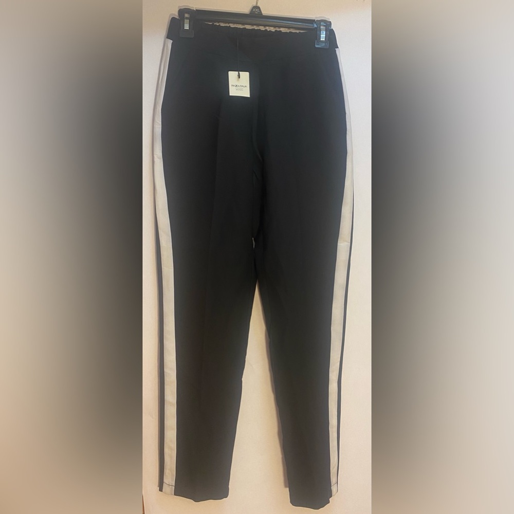 Piazza‎ Italia Woman Black White Side Stripe Trousers Pants P1441PABANDA Size S